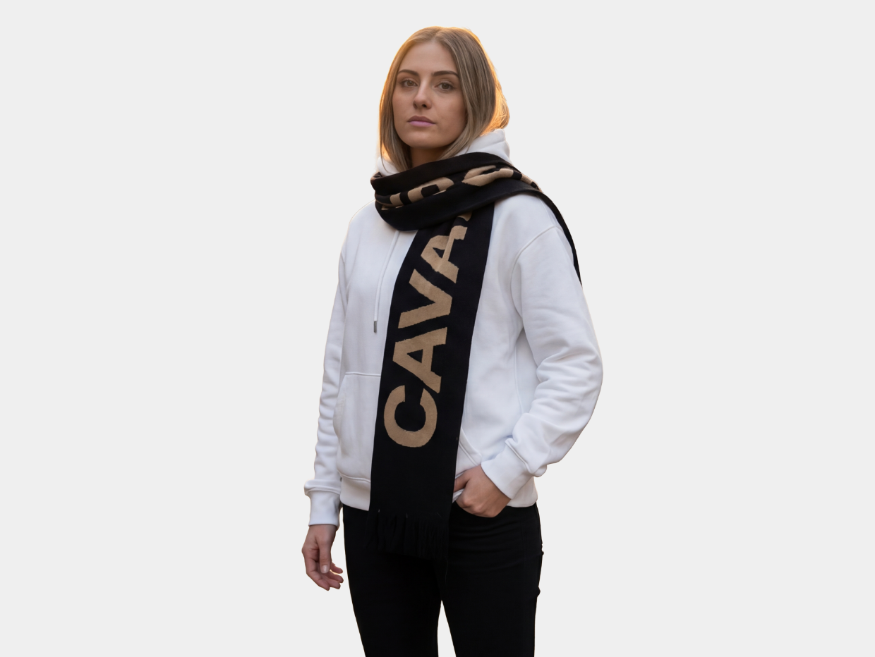 NEW【CAVALEIROS.】ソフトタッチ・ジャカードニットマフラー Black