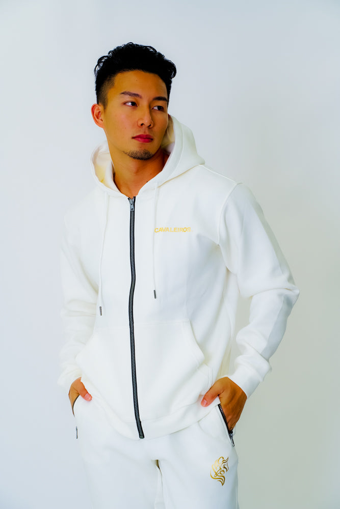 40%OFF【CAVALEIROS】スウェット(パーカー&パンツセット)OFFICIAL JOCKEY’S SWEAT GOLD&WHITE