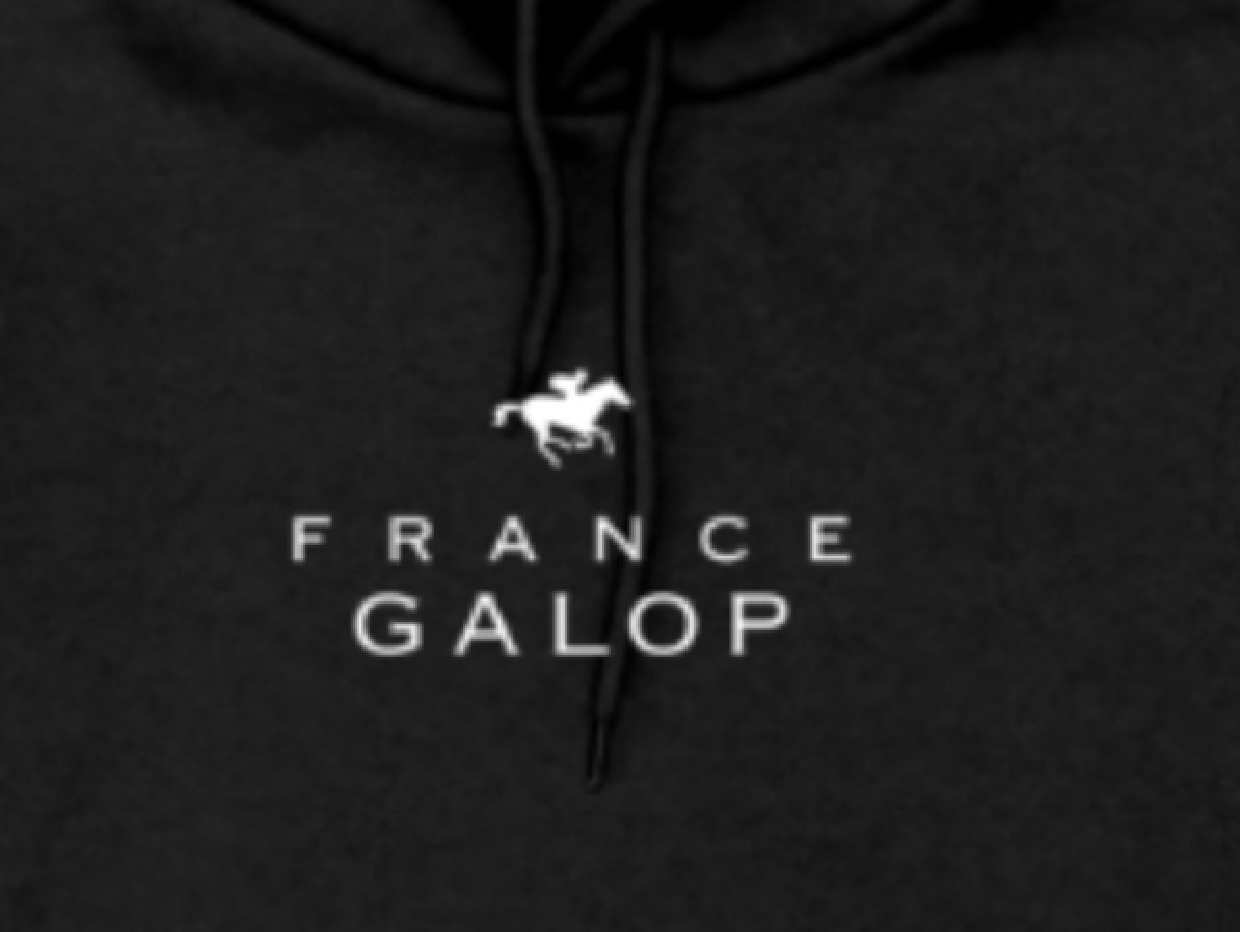 【France Galop】フランスギャロ公式 限定 ジョッキーパーカー 黒(SWEAT Pullover Hoodie Black/White)