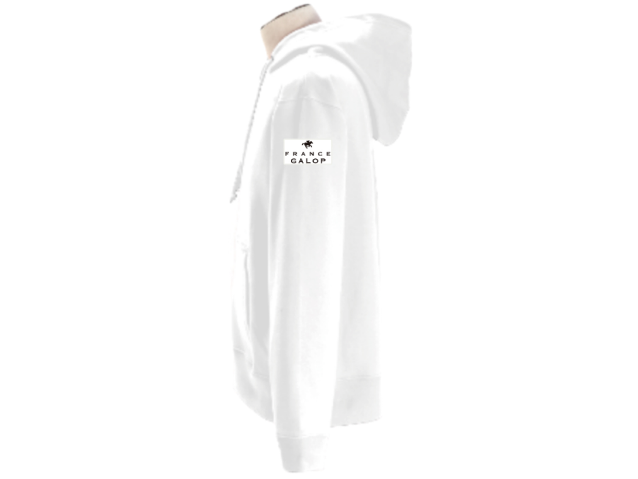 【France Galop】フランスギャロ公式 ジョッキー プルパーカー 白(SWEAT Pullover Hoodie White/Black)