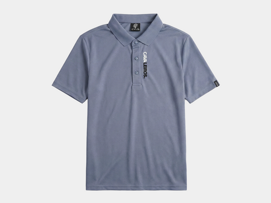【CAVALEIROS.】バーティカルロゴ シルキータッチポロ Blue