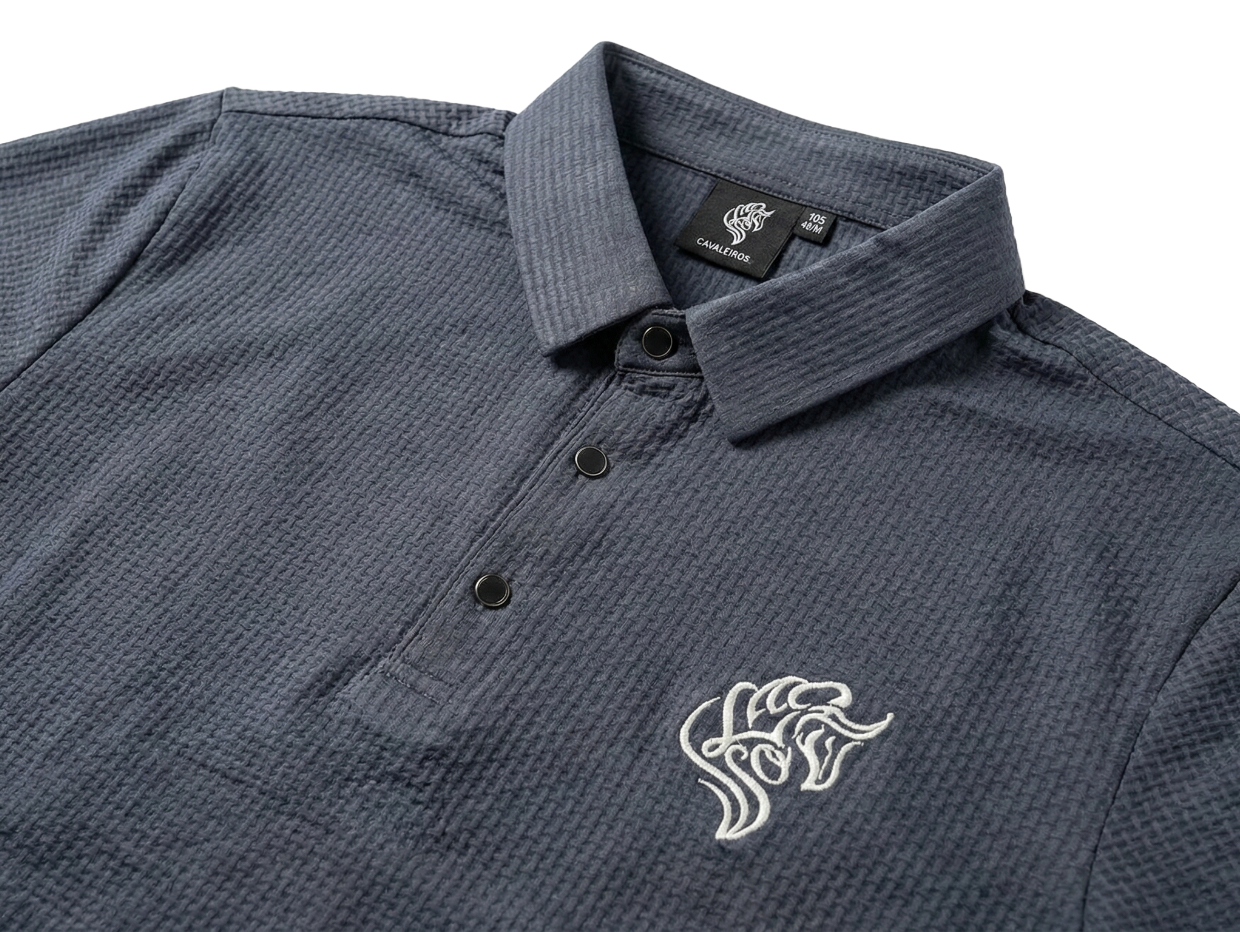 NEW【CAVALEIROS.】ドライタッチ・ジャカード シグネチャーポロ  NavyGray