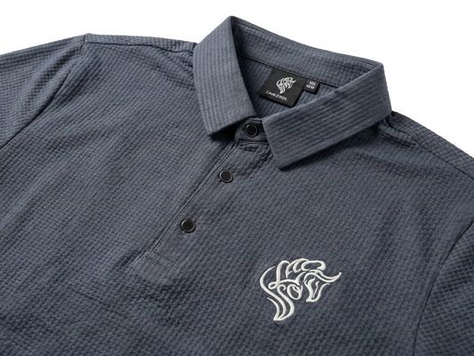NEW【CAVALEIROS.】ドライタッチ・ジャカード シグネチャーポロ  NavyGray
