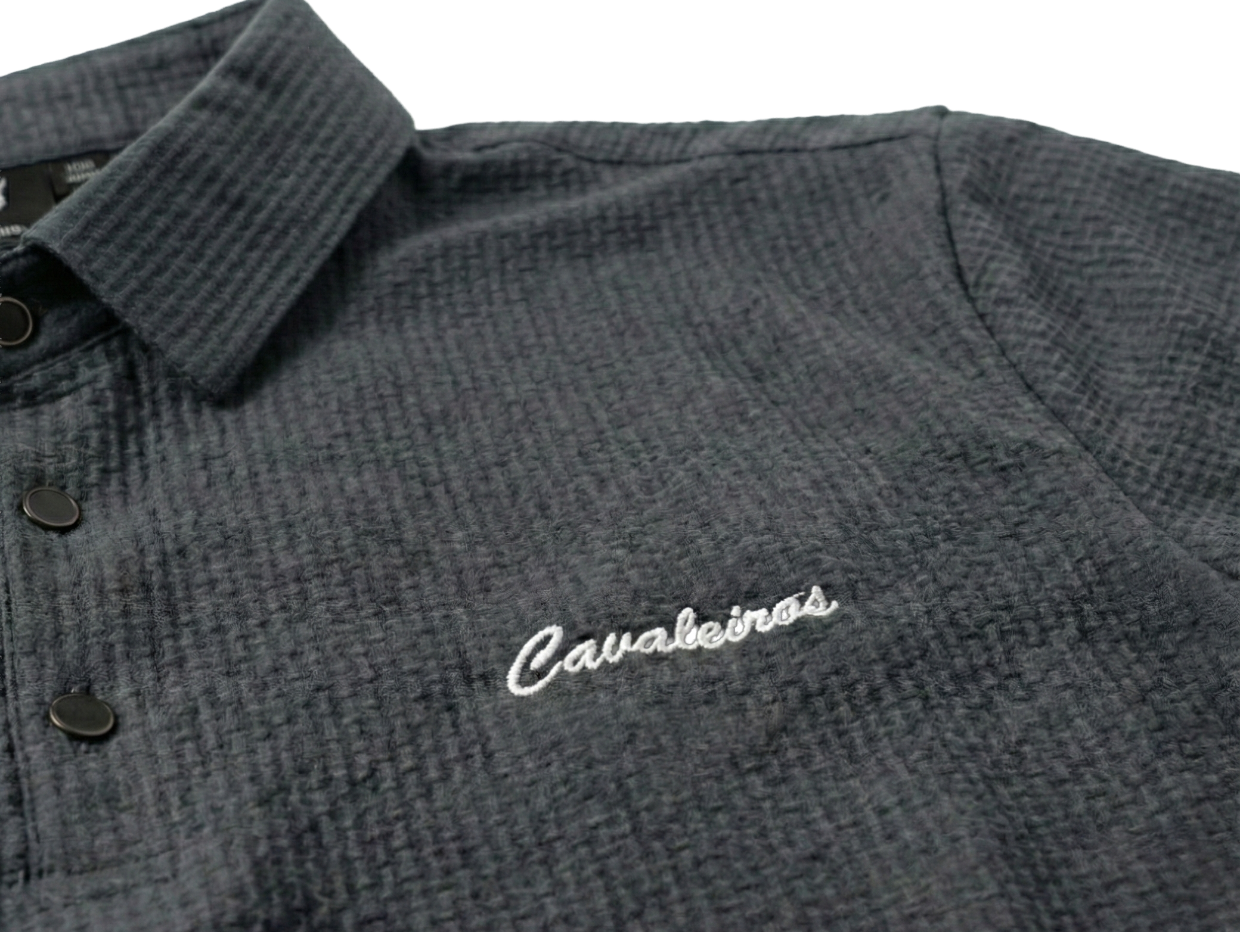 NEW【CAVALEIROS.】ドライタッチ・ジャカード スクリプトポロ NavyGray