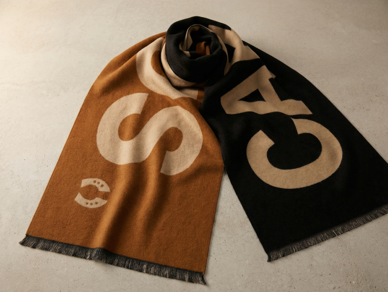 NEW【CAVALEIROS.】ソフトタッチ・ジャカードニットマフラー Brown