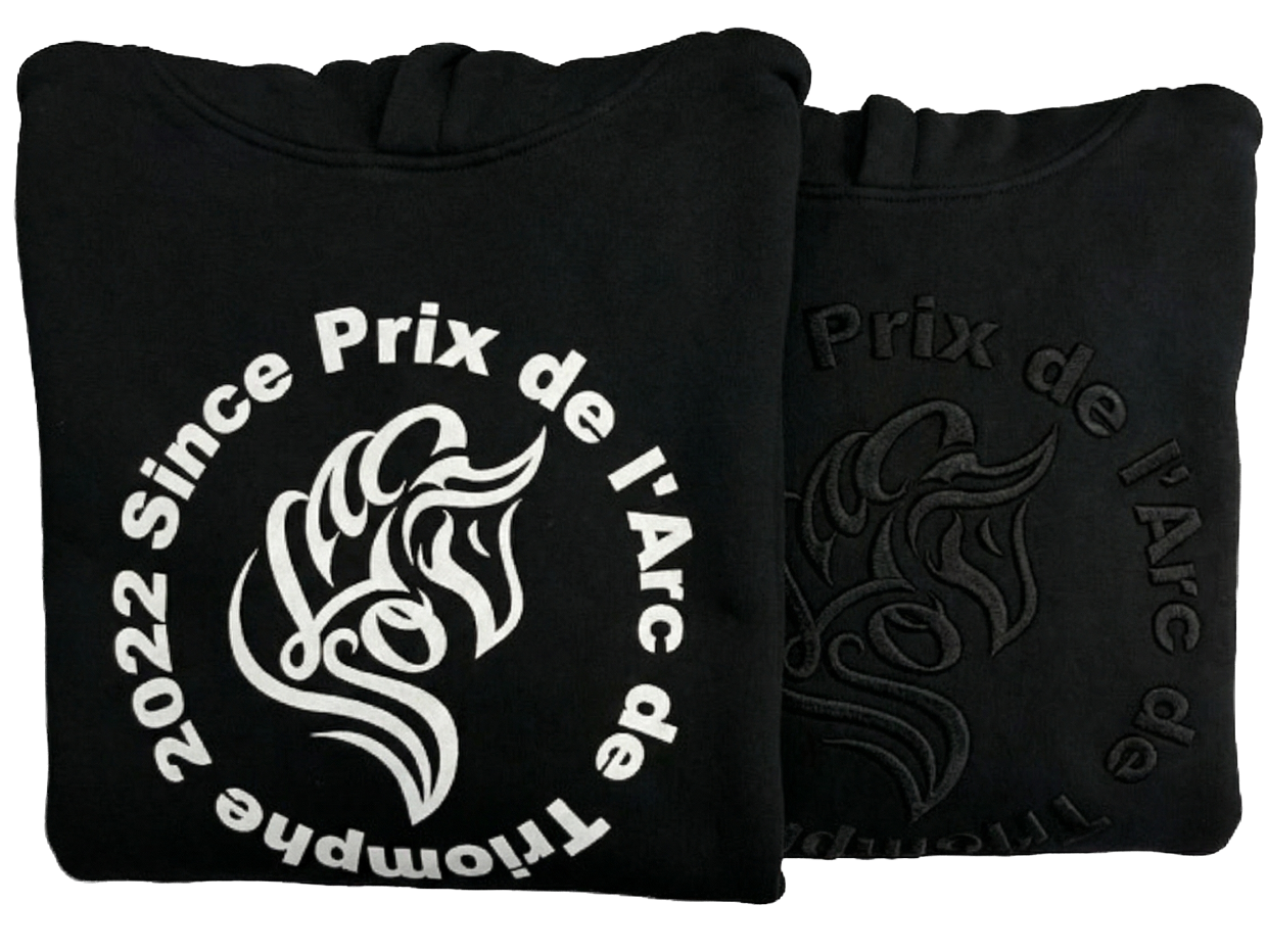 NEW【CAVALEIROS.】プリンティング フード付き裏起毛パーカー Black