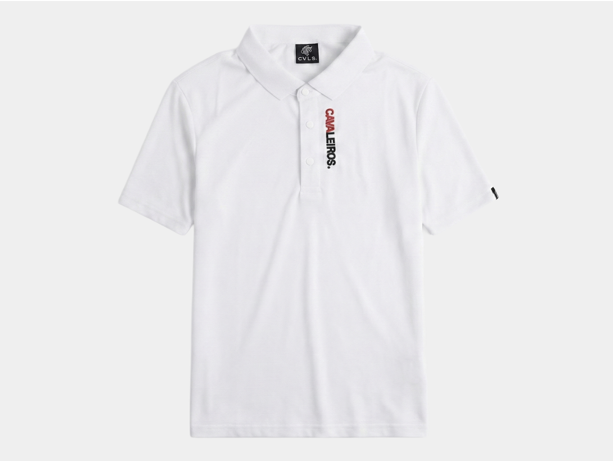 NEW【CAVALEIROS.】バーティカルロゴ シルキータッチポロ White