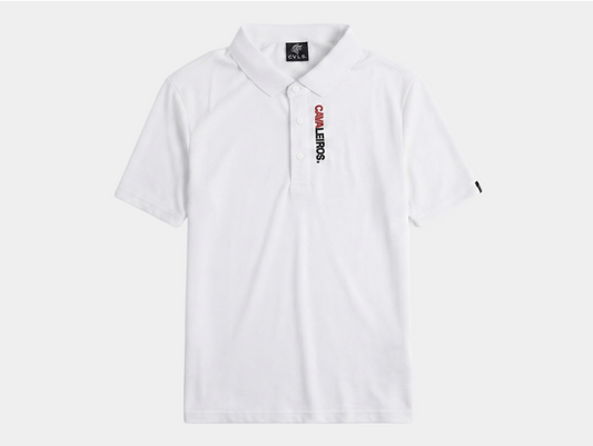 【CAVALEIROS.】バーティカルロゴ シルキータッチポロ White