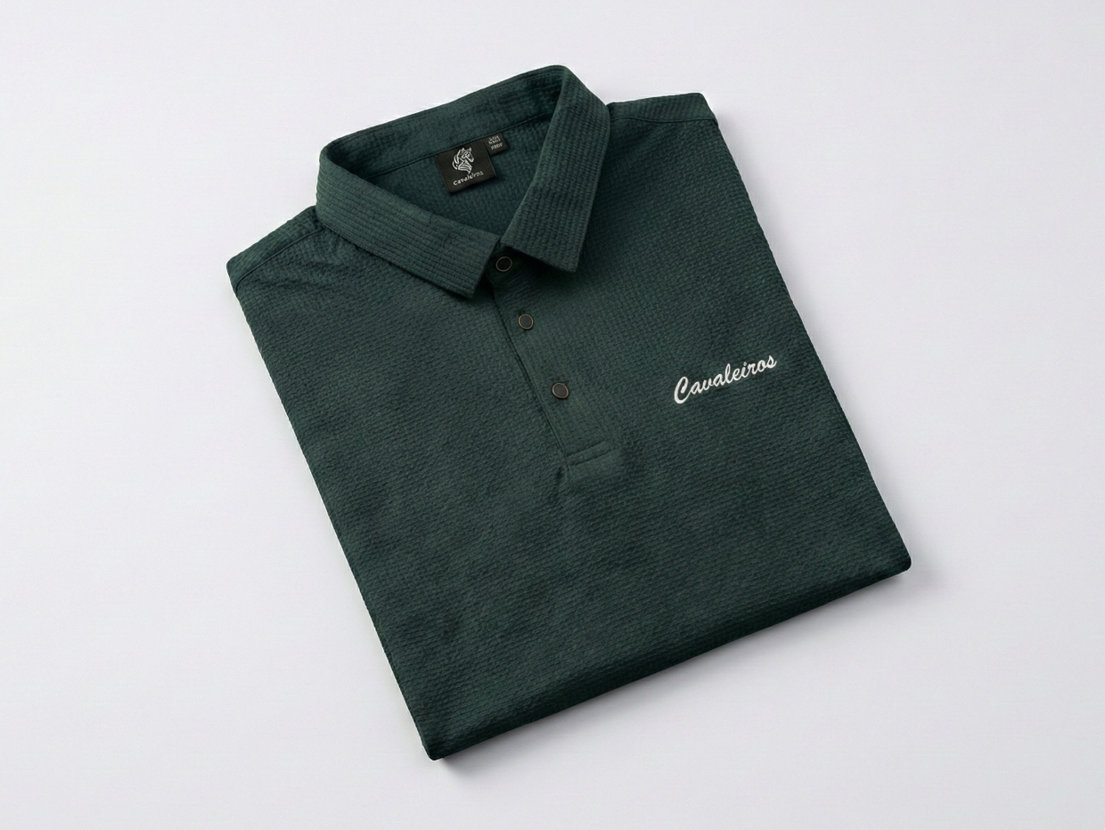 NEW【CAVALEIROS.】ドライタッチ・ジャカード スクリプトポロ Green