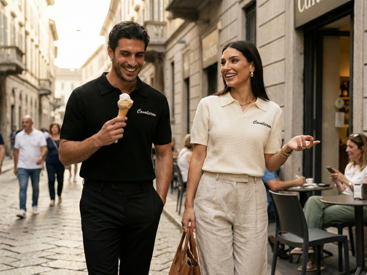 NEW【CAVALEIROS.】シグネチャーロゴ・ニットポロ Black