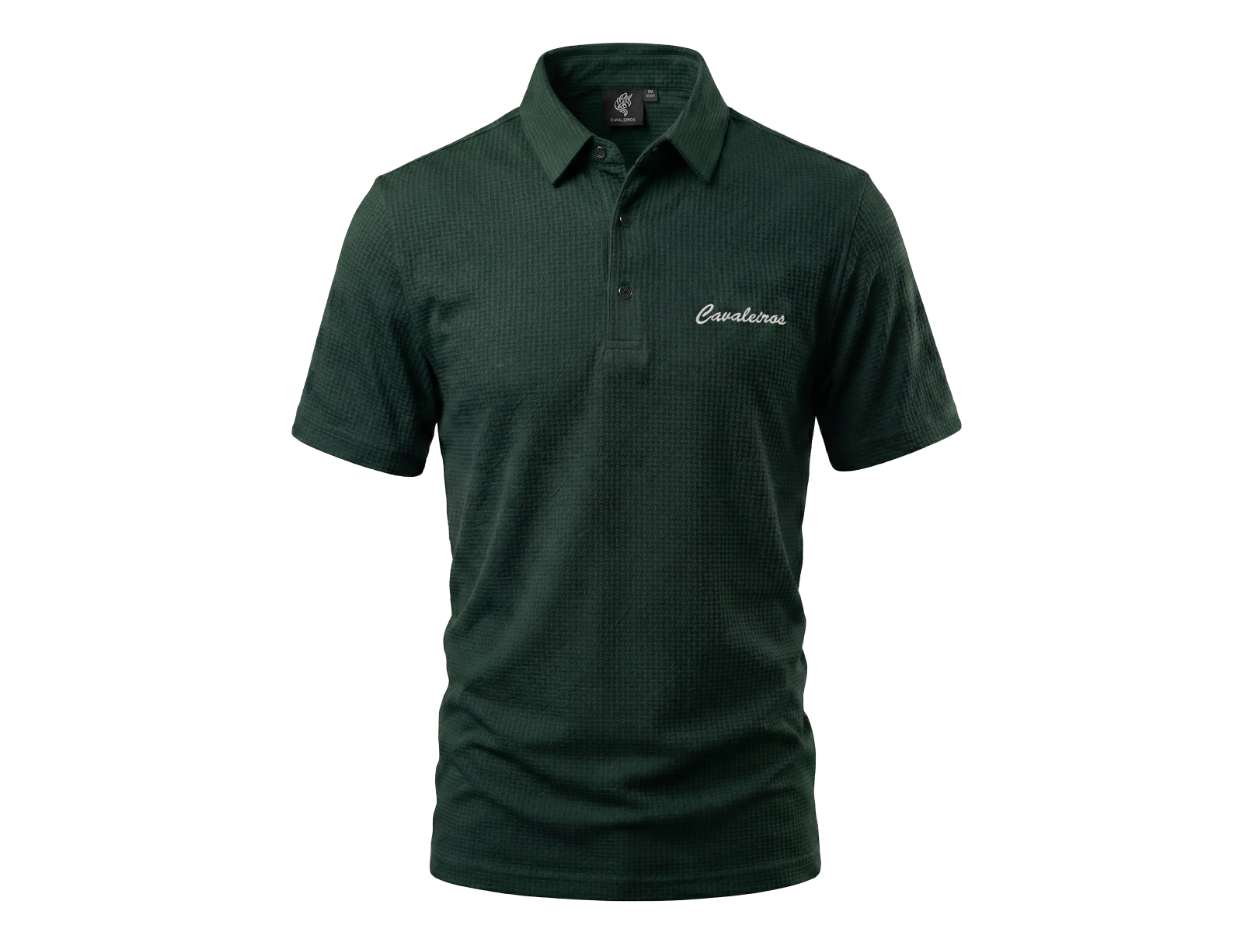 NEW【CAVALEIROS.】ドライタッチ・ジャカード スクリプトポロ Green