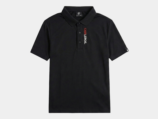 【CAVALEIROS.】バーティカルロゴ シルキータッチポロ Black