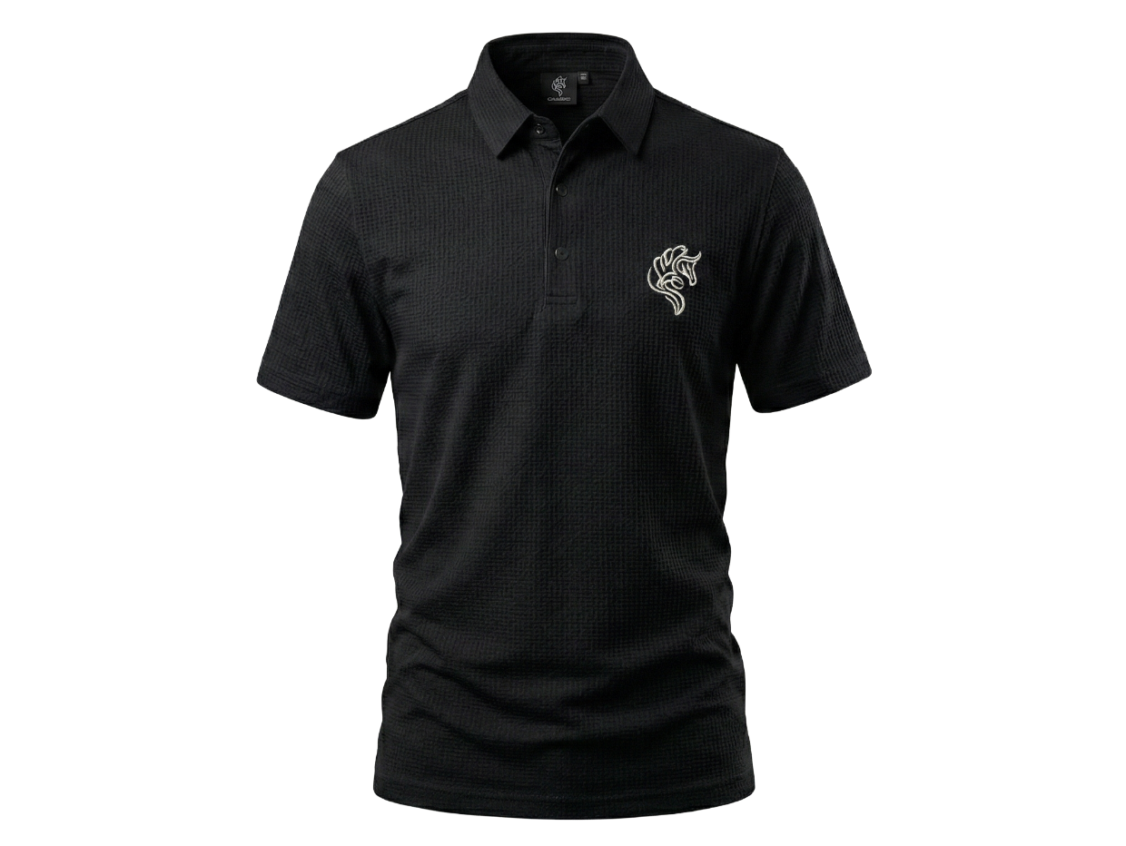 NEW【CAVALEIROS.】ドライタッチ・ジャカード シグネチャーポロ Black