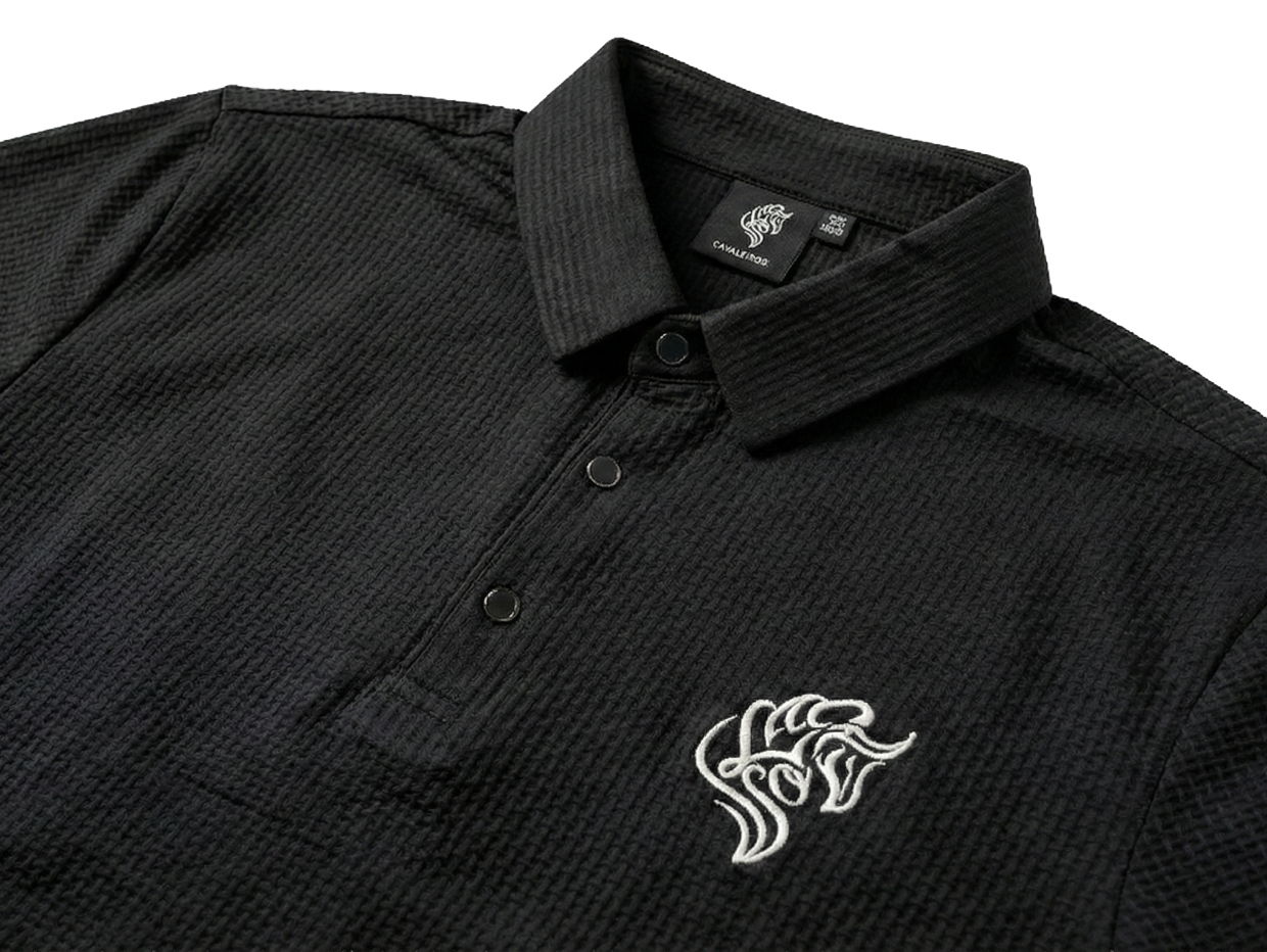 NEW【CAVALEIROS.】ドライタッチ・ジャカード シグネチャーポロ Black