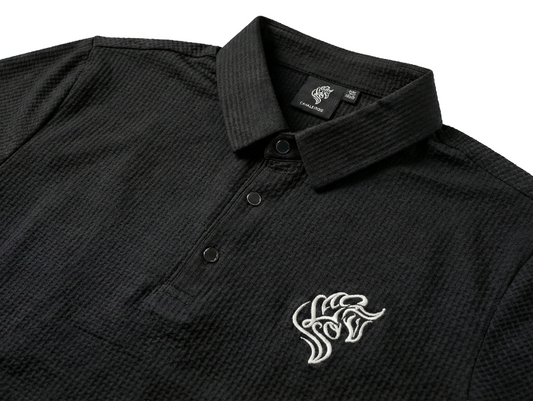NEW【CAVALEIROS.】ドライタッチ・ジャカード シグネチャーポロ Black