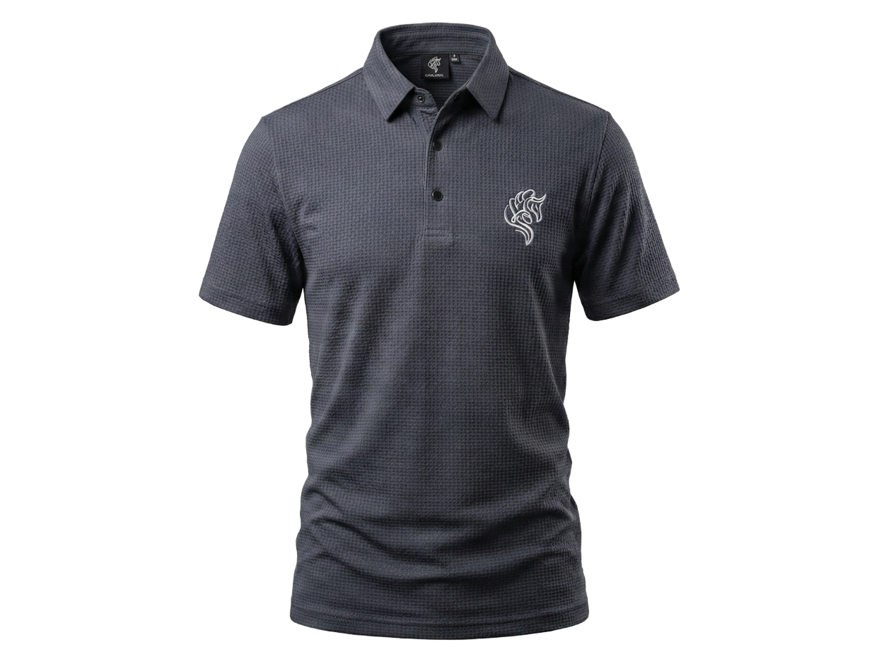 NEW【CAVALEIROS.】ドライタッチ・ジャカード シグネチャーポロ  NavyGray